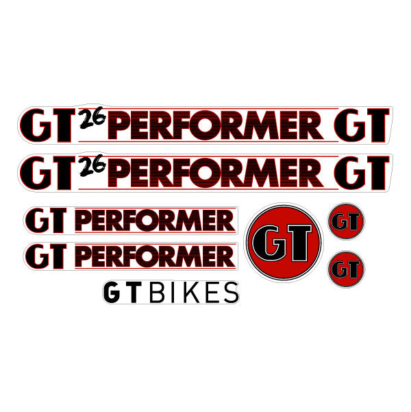 2012 GT BMX - 26 Performer decal set - clear - red/black | BMX