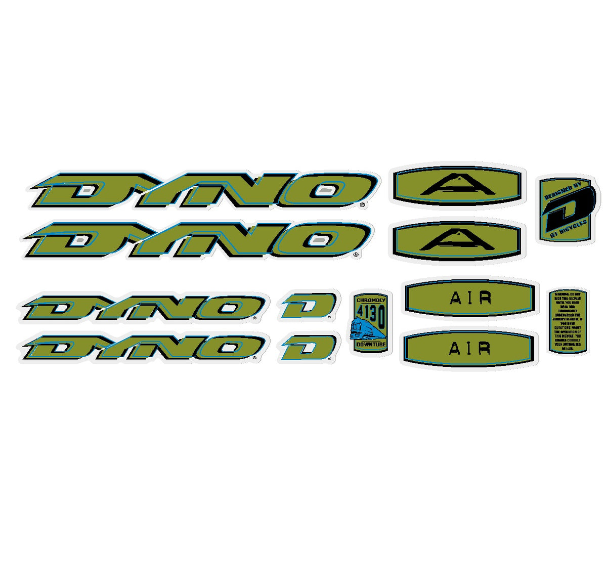 1998 DYNO - AIR decal set - for chrome frames | BMX Products USA
