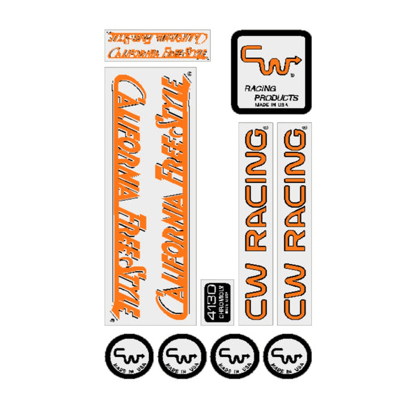 CW - California Freestyle 84/85 Orange on CLEAR Decal set - custom