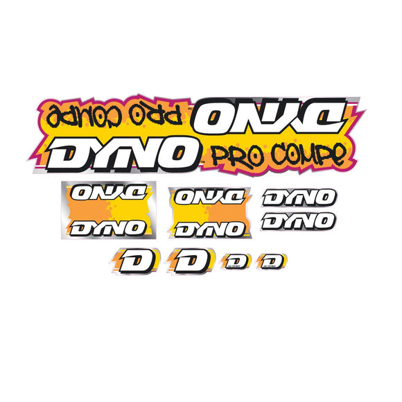 1988 DYNO - PRO COMPE - Orange yellow on chrome decal set