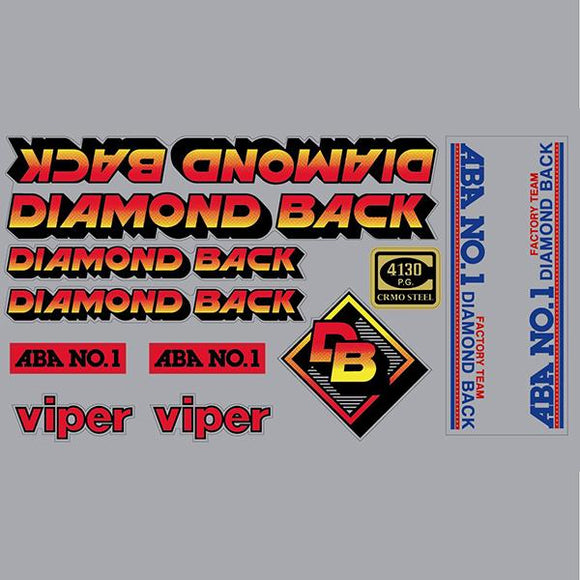 1984 Diamond Back - VIPER - RED YELLOW - on CLEAR decal set