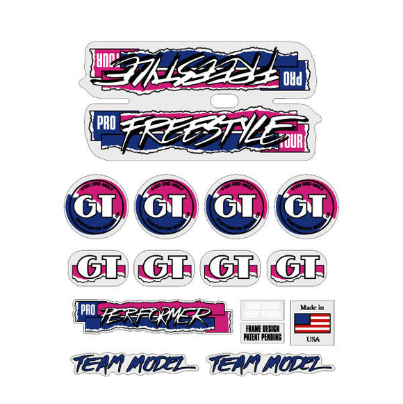 1987 GT BMX - PRO Freestyle Tour TEAM - on Clear decal set