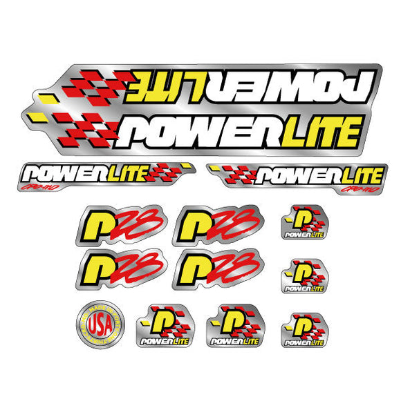 Powerlite - P28 - Red Yellow White Black on Chrome decal set