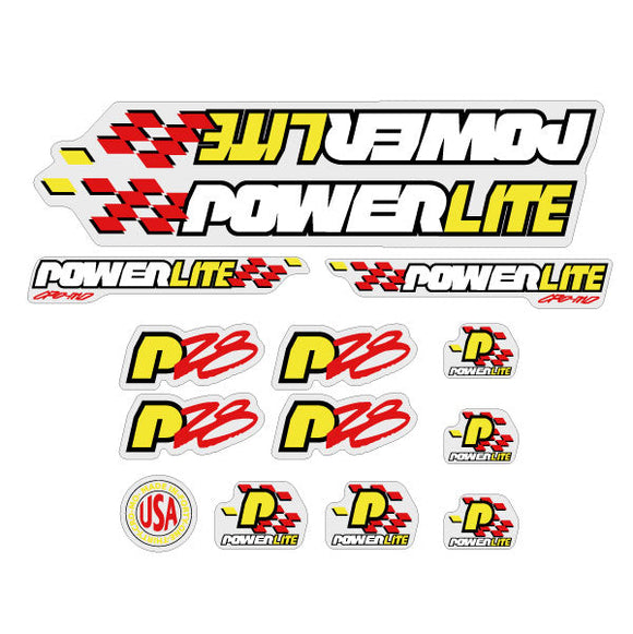 Powerlite - P28 - Red Yellow White Black on Clear decal set