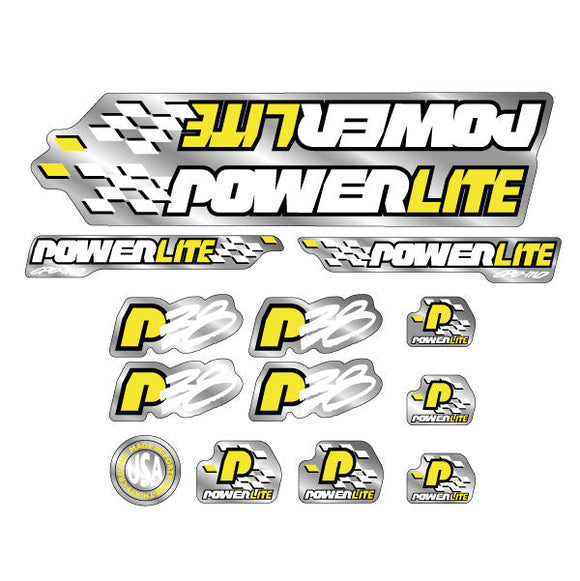 Powerlite - P38 - Yellow White Black on Chrome decal set