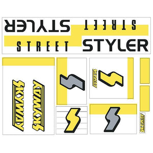 Skyway 1988 - Street Styler Fluro Yellow Decal Set Old School Bmx Decal-Set