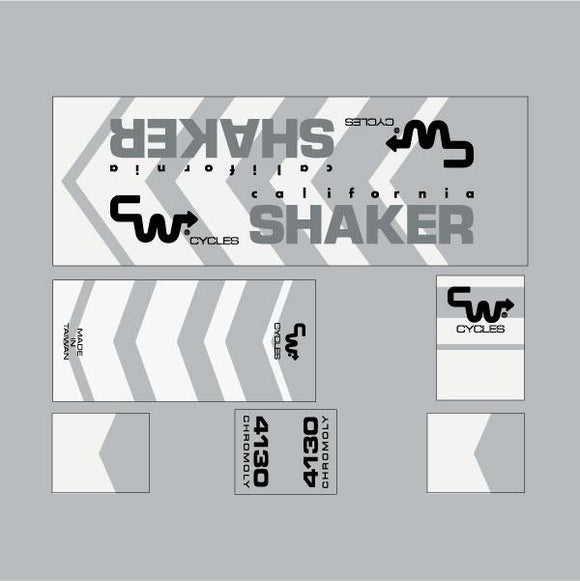 CW - California Shaker - White on Clear decal set