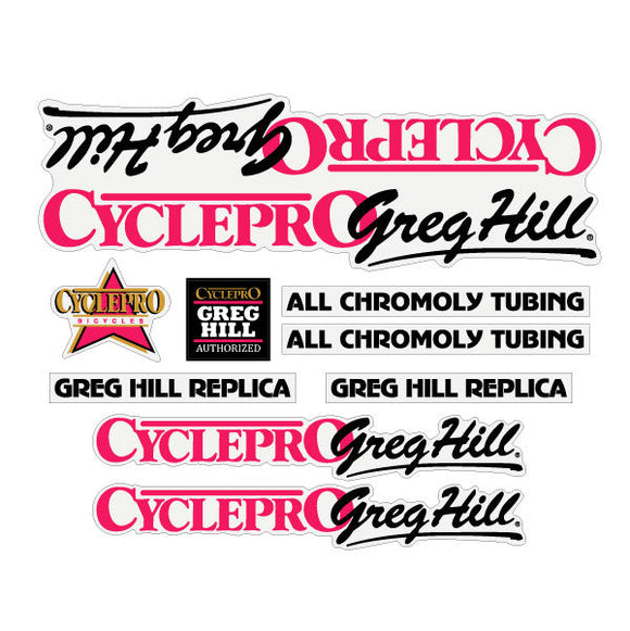 Cycle Pro - GREG HILL Replica - Fluro Pink decal set