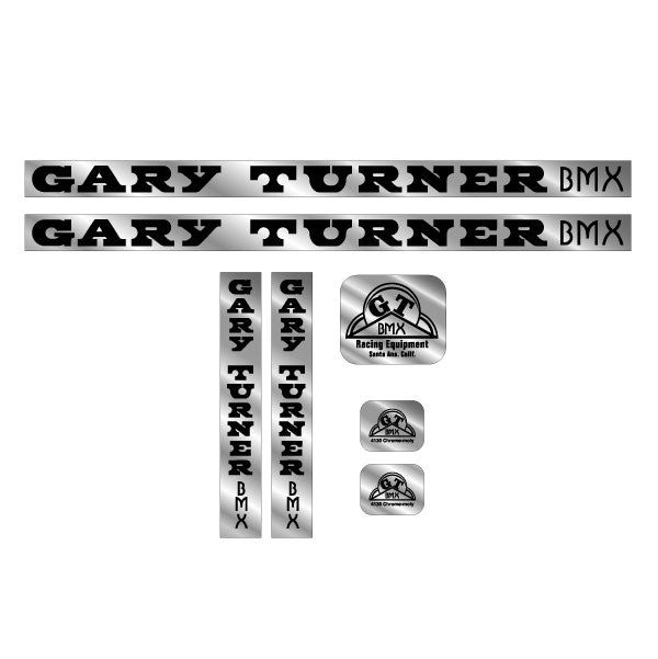 GT Gary Turner Gen 1 Black on Chrome decal set BMX Products USA