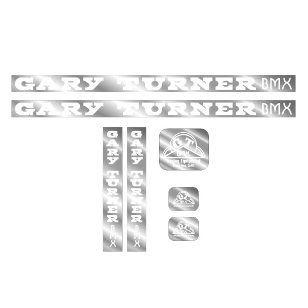 GT Gary Turner Gen 1 White on Chrome decal set BMX Products USA