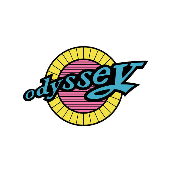 Odyssey - pink, yellow & green seat post decal