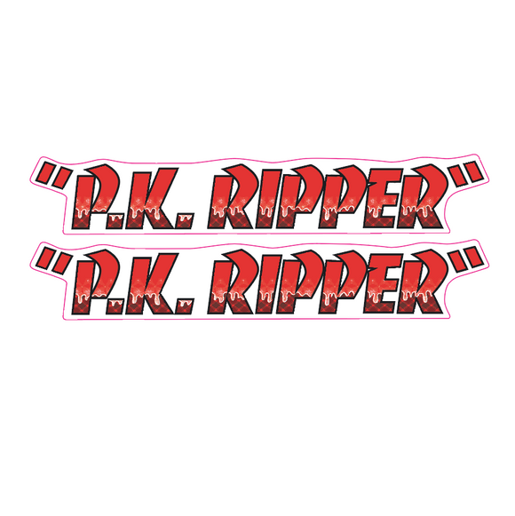 SE Racing - P.K. Ripper down tube decal - DRIPPY red on clear