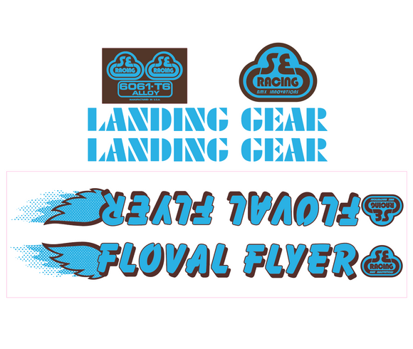 SE Racing - Floval Flyer Decal set - blue w/brown shadow