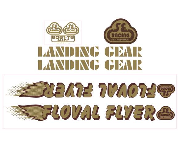 SE Racing - Floval Flyer Decal set - gold w/brown shadow