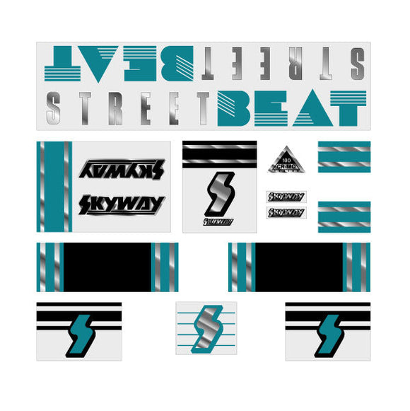 1988 Skyway - StreetBeat for Black frame on clear decal set