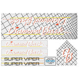 1985 Diamond Back - Super Viper - for grey frame decal set - fluorescent red/orange