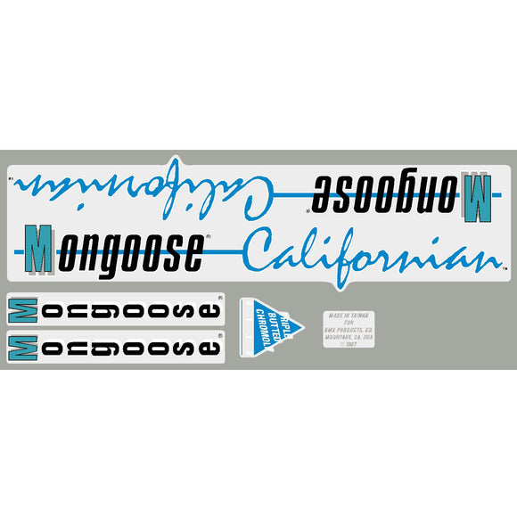 1987 Mongoose - Californian decal set -  Chrome frame