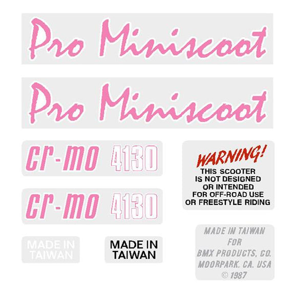1987 Mongoose - PRO Miniscoot Decal set - pink