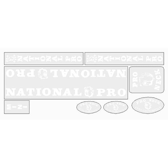 Pro Neck - National Pro - Mini White on clear decal set