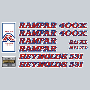 Rampar - R11XL - 400X Reynolds 531 - red on white decal set