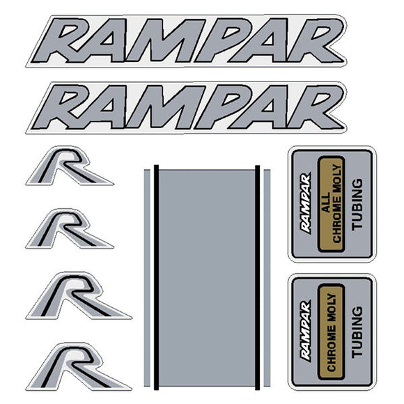 Rampar BMX - BMX Products Inc made - for Candy frame decal set - Silver