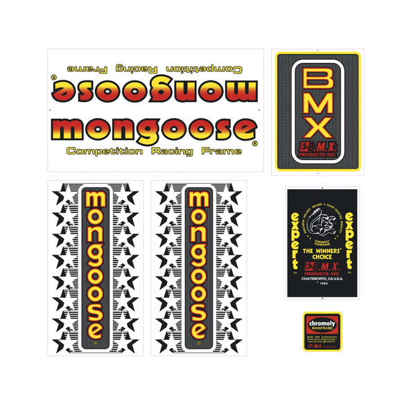 1983 Mongoose - Expert decal set - red/yellow | BMX Products USA