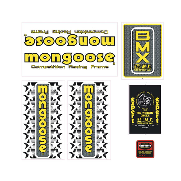 1984 Mongoose - Expert decal set - Yellow | BMX Products USA