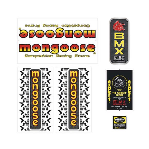 1985 Mongoose - Expert decal set - Red/Yellow | BMX Products USA