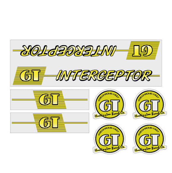 1986 GT BMX - Interceptor - on clear - decal set