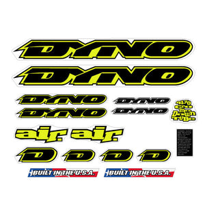 1994 DYNO - AIR decal set - FLURO YELLOW for Chrome frame