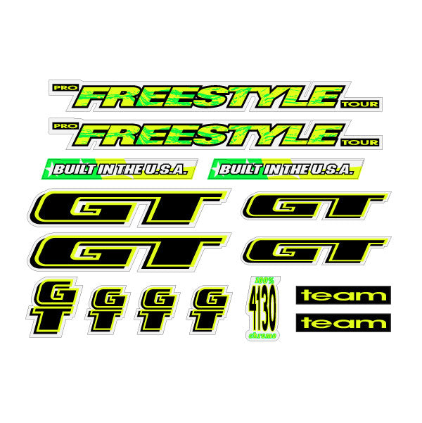 1994 GT - Pro Freestyle TOUR TEAM - on clear decal set | BMX