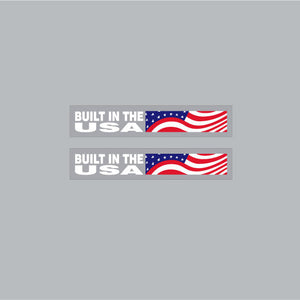 GT BMX  - 90's "BUILT IN THE USA" chainstay decals on clear White text