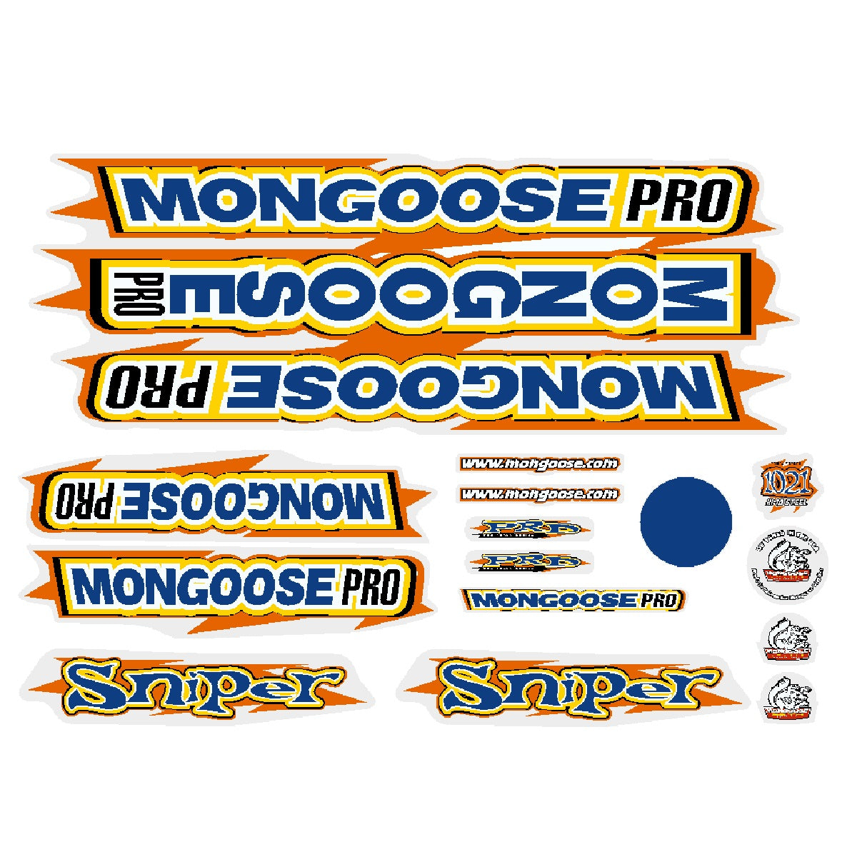 シマノ ミカン　シール2000〜 2000 Mongoose - Sniper Blue Orange - Decal set | BMX Products USA