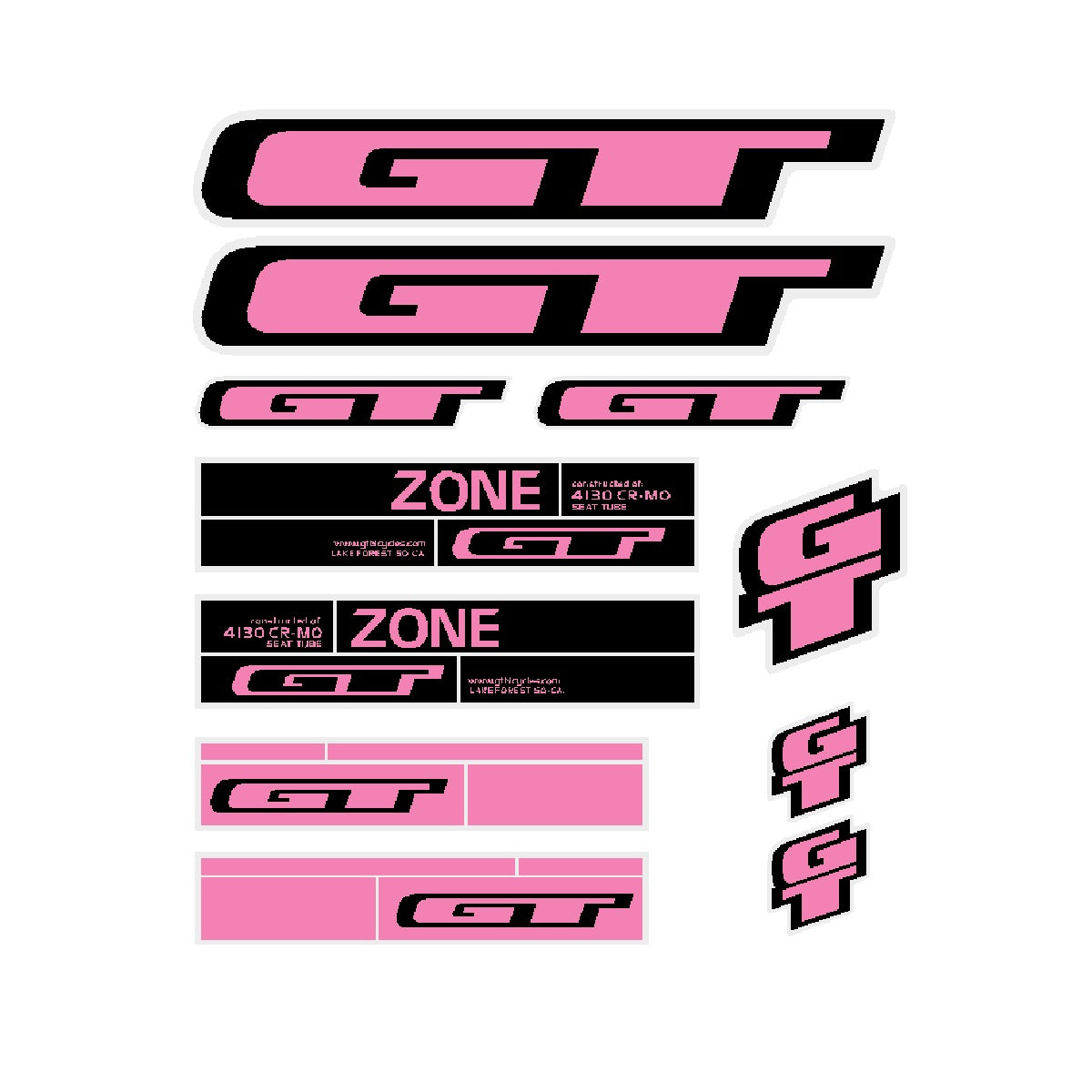 2007 GT BMX - Zone - decal set for chrome frame | BMX Products USA