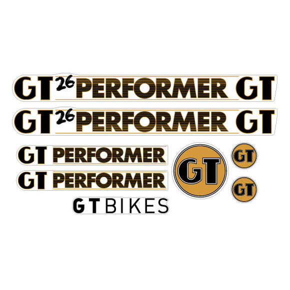 2012 GT BMX - 26 Performer decal set - clear - gold/black