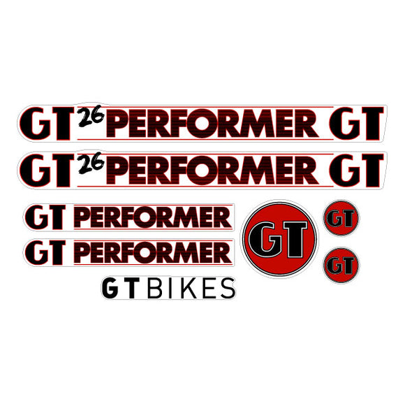 2012 GT BMX - 26 Performer decal set - clear - red/black