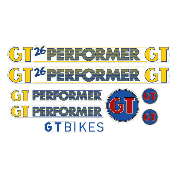 2012 GT BMX - 26 Performer decal set - clear - blue/yellow