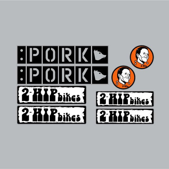 2hip - Pork Orange on clear decal set