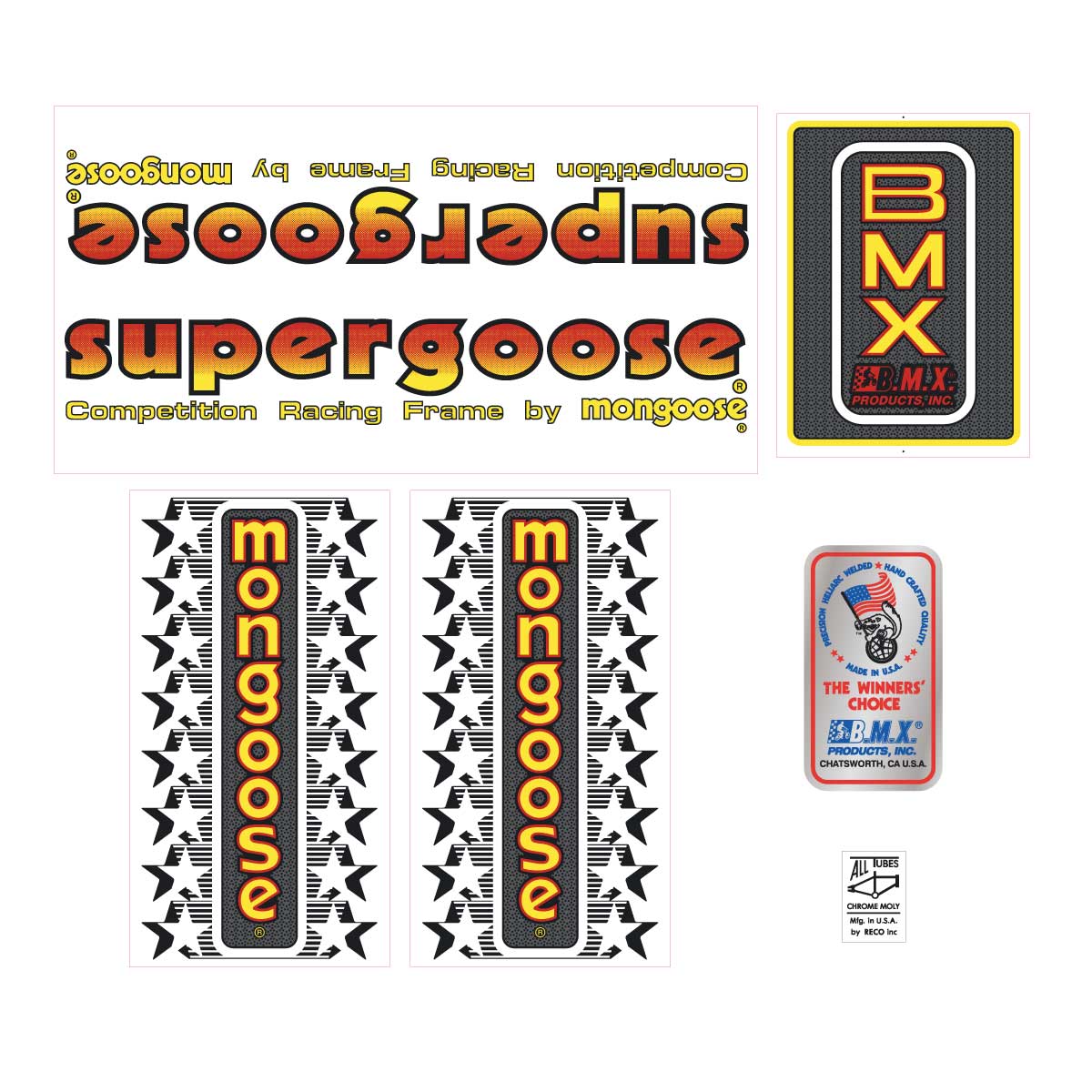 1983 Mongoose - Supergoose II decal set | BMX Products USA