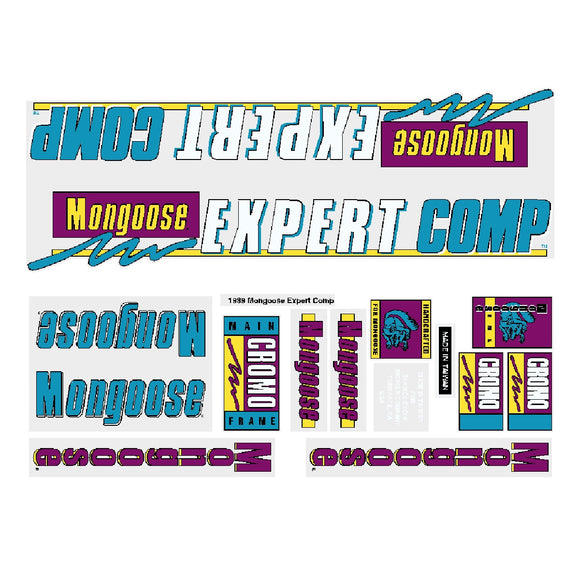 1989 Mongoose - Expert COMP for chrome frame Decal set