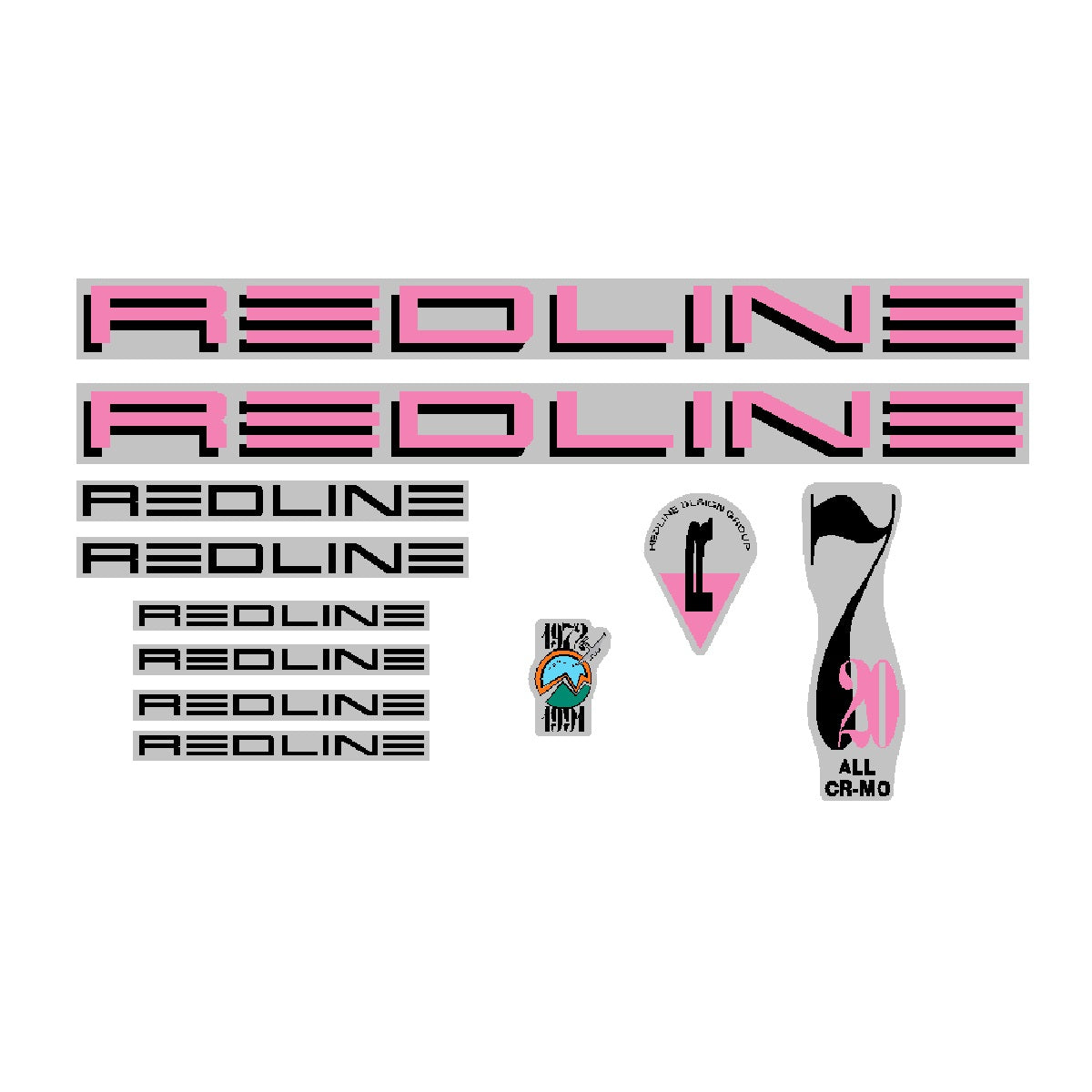 1991 Redline - 720 - Pink and Black Decal set on chrome | BMX