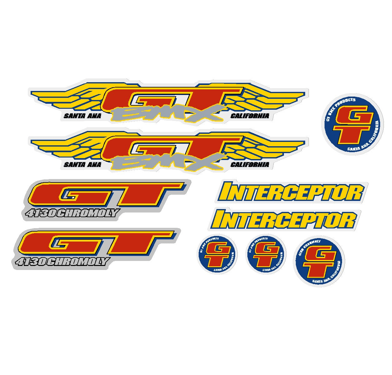 1994 GT BMX - Interceptor - for black frame - decal set | BMX