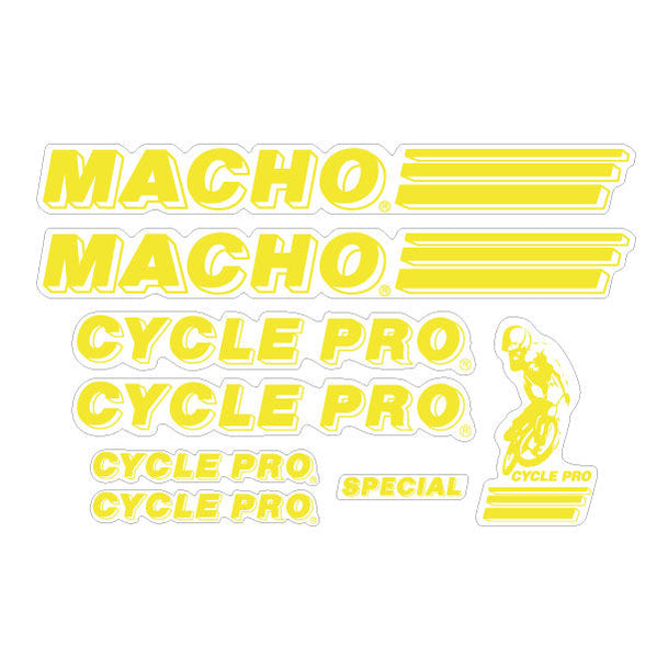 Cycle Pro - MACHO SPECIAL - Yellow decal set | BMX Products USA