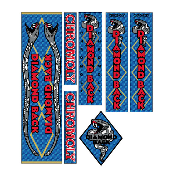 1980-81 Diamond Back - Senior Pro/Large Pro/Medium Pro/Mini Pro - BLUE PRISM decal set