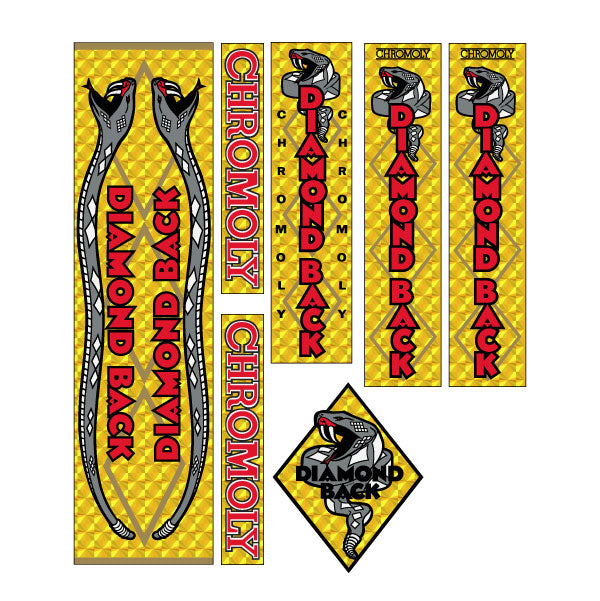 1980-81 Diamond Back - Senior/Lg/Md/Mini Pro - GOLD PRISM decal