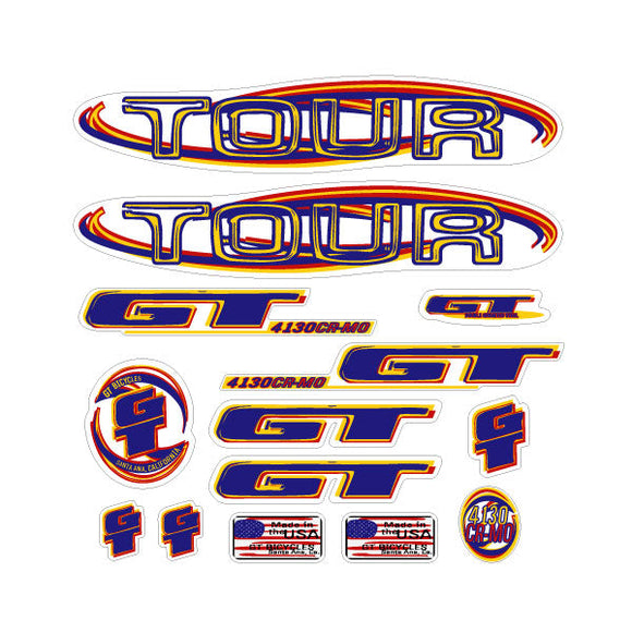 1999 GT BMX - TOUR decal set - for Black frame