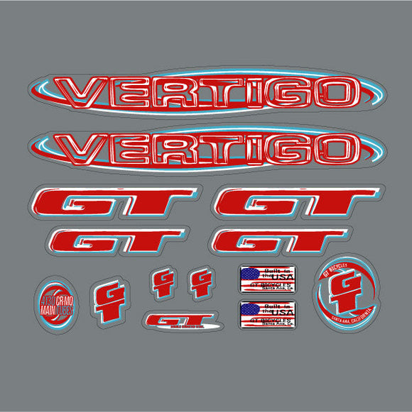 1999 GT BMX -  Vertigo decal set - for black frame