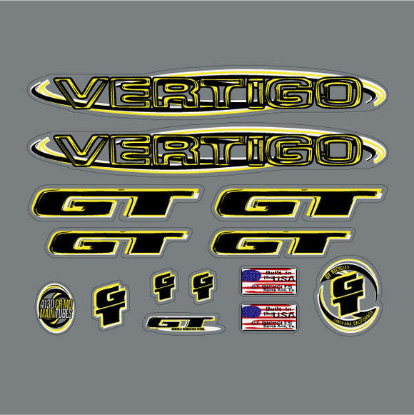 1999 GT BMX -  Vertigo decal set - for blue frame