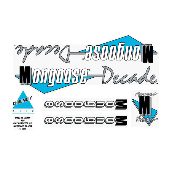 1988 Mongoose - Decade Decal set - Red frame