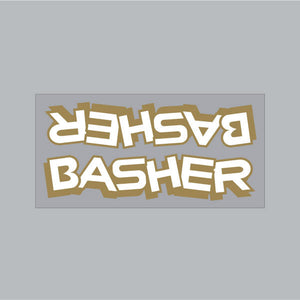 SE Racing - Basher Downtube decal in White with Gold shadow